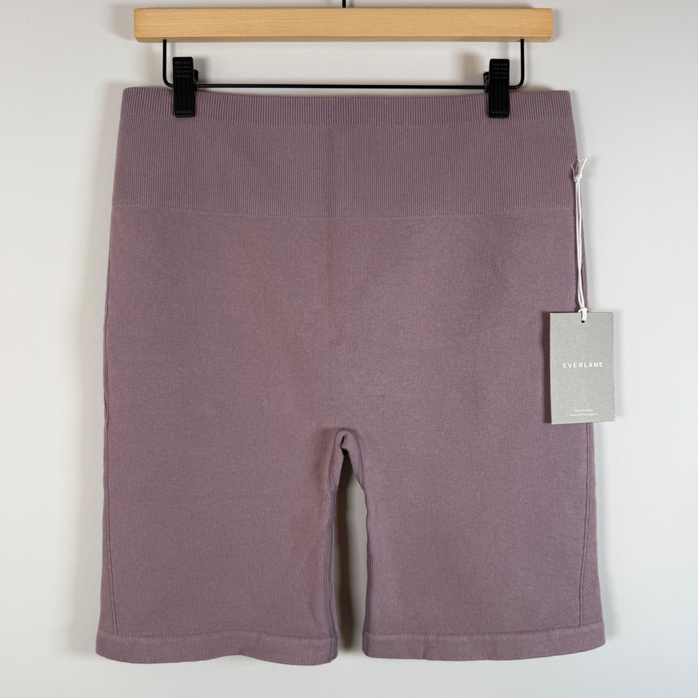 Everlane NWT The Seamless‎ High Rise Ribbed Biker Shorts Dusty Purple XL/XXL NEW